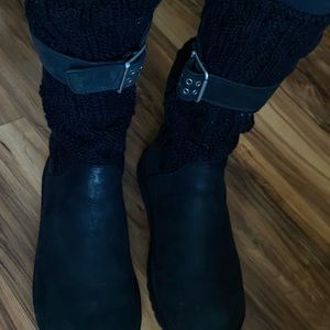 Ugg Australia black and knit foldable boots